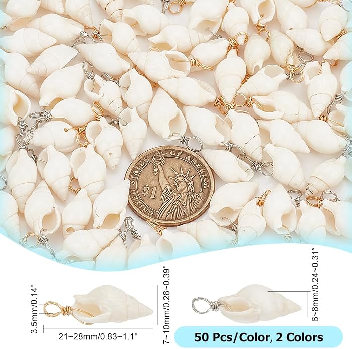 PH PandaHall Shell Pendants Spiral Seashells Craft Charms Cowrie Sea Shells - Image 2