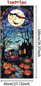 Halloween Stained Glass Window Film 17.71x39.97 Inch Pumpkin Carriage Ghost - Image 3