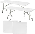 Elevon Folding Table Set of 2, 8 Feet Heavy Duty Fold-in-Half Utility Table by ELEVON
