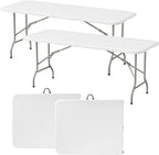 Elevon Folding Table Set of 2, 8 Feet Heavy Duty Fold-in-Half Utility Table by ELEVON