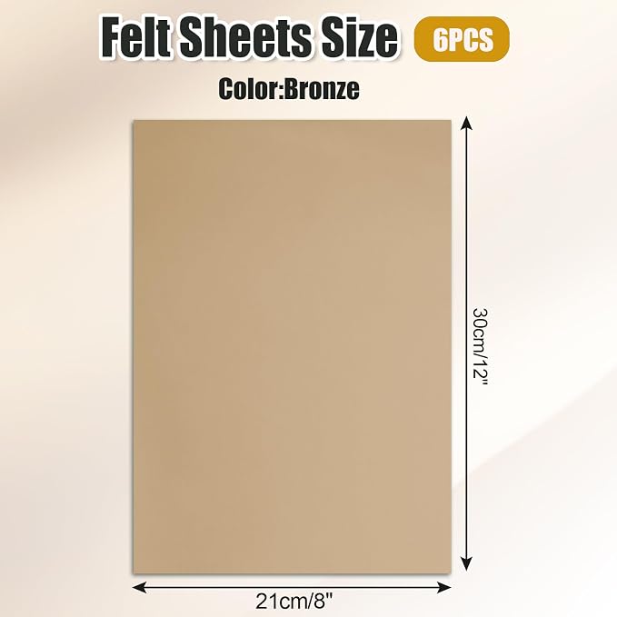Biaungdo 6 Pcs Felt Fabric Sheets, Light Yellow Square Felt Sheets, 8 x 12 Inch - Image 2