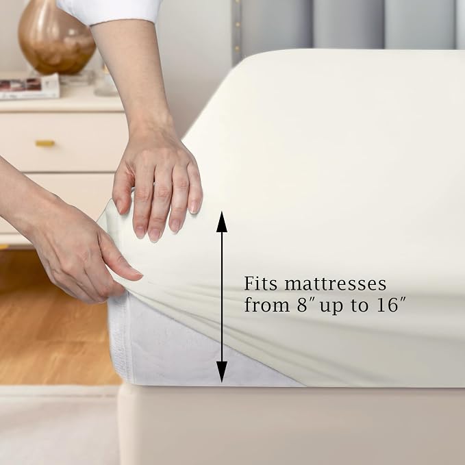 FreshCulture Pure Cotton Fitted Sheets Twin XL Size, 300 Thread Count Percale - Image 3