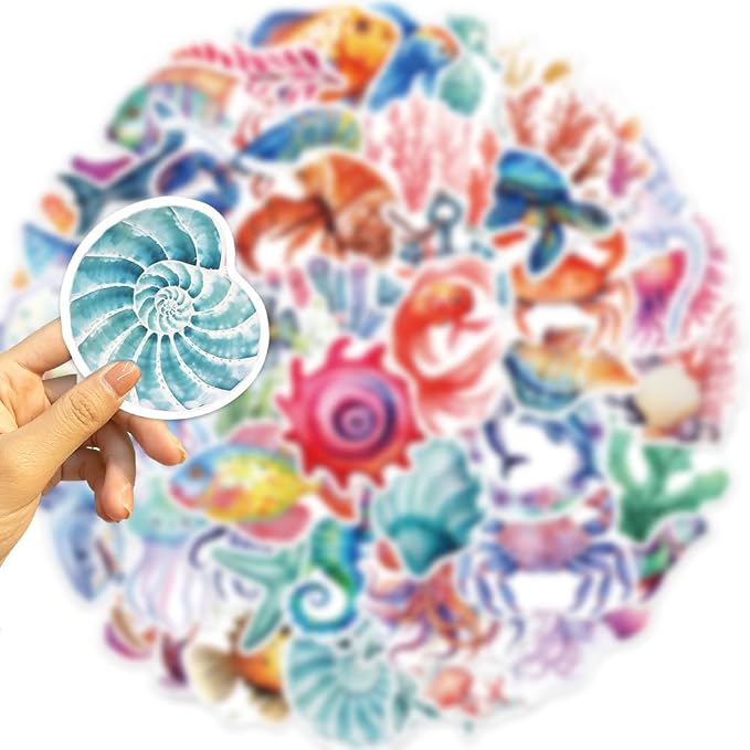 50PCS Colorful Ocean Animal Stickers Waterproof Vinyl Marine Life Sticker Pack - Image 2