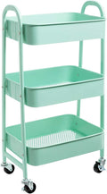 AGTEK Makeup Cart, Movable Rolling Organizer Cart, Macaron Blue 3 Tier Metal Utility Cart