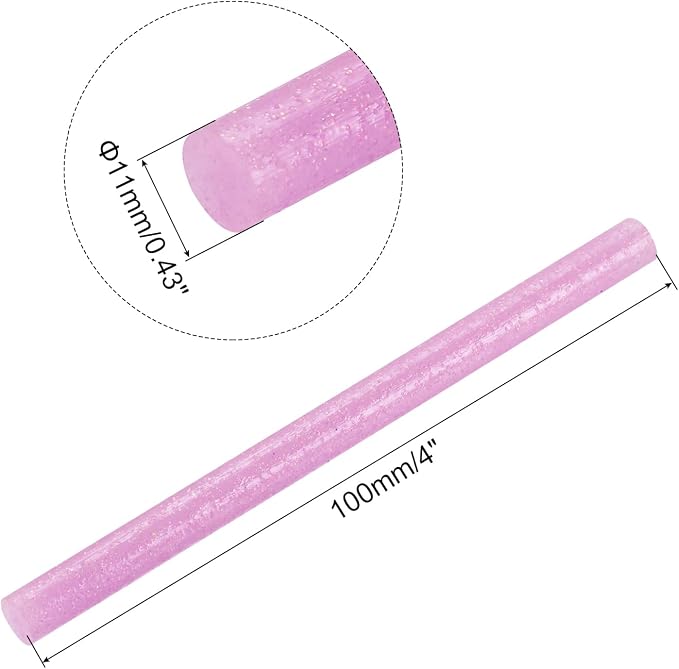 uxcell Mini Hot Glue Sticks for Glue Gun 11mm x 100mm Glitter Pink 12pcs - Image 2