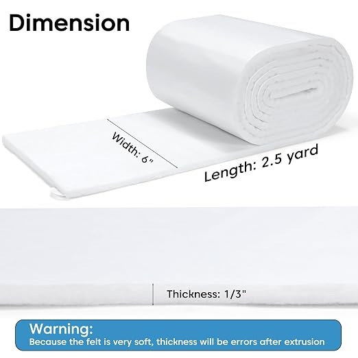 Pllieay Thickened Adhesive Felt Padding, 1/3" Thick 6" x 2.5yd Felt Pads | - Image 2