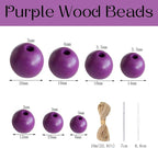 150Pcs Purple Wooden Beads - 18mm - Image 2
