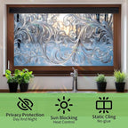 Frosted Floral Window Film 17.7 x 39.3 Inch Snowflake Ice Pattern Static Cling - Image 2