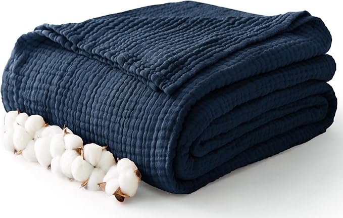 100% Cotton Muslin Blanket Large 50" x 70", 6 Layers Breathable and Lightweight by Kozyhvn
