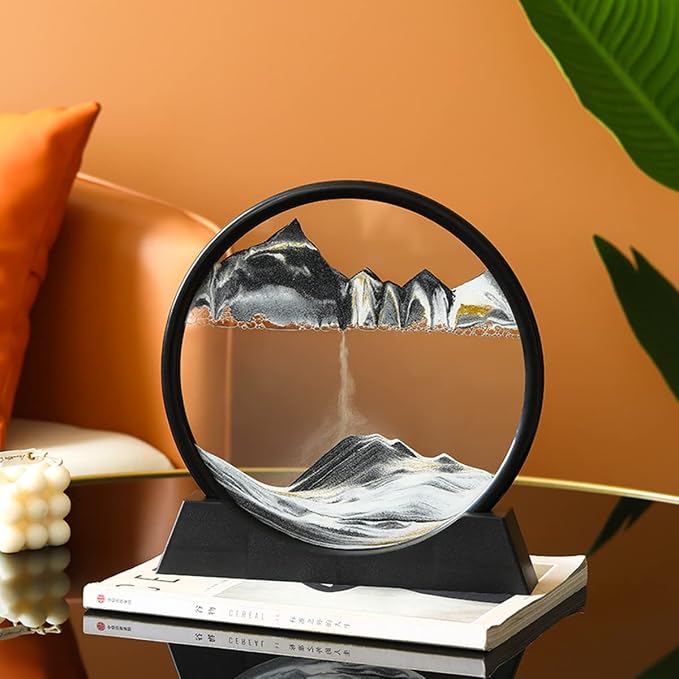Arthink Moving Sand Art Picture in Motion Round Glass 3D Deep Sea Landscape - Image 2