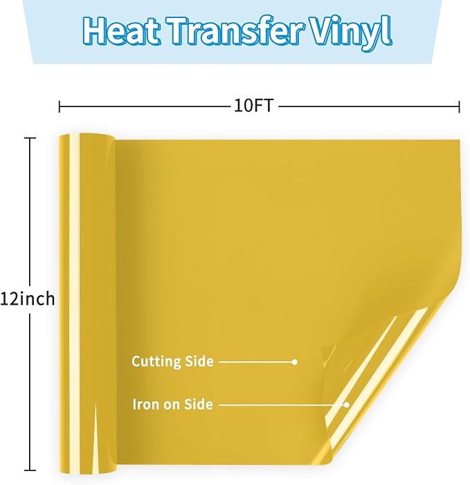 Gold Heat Transfer Vinyl 12" x 10ft Gold Iron On Vinyl - Image 2