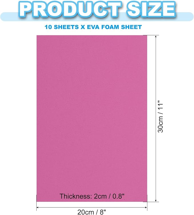 PATIKIL EVA Foam Sheet 10Pcs 12x8 Inch 2mm Thick Rose Red | Easy Cutting EVA - Image 2