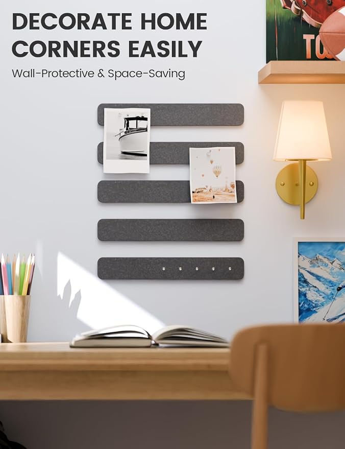Fluxynara Cork Board Alternative Felt Strip Board 5-Pack 13"x2", Office Pin - Image 4