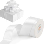 HUIHUANG White Satin Wired Ribbon 1-1/2 inch White Double-Faced Satin Wire by HUIHUANG