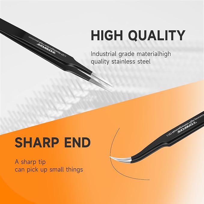 TOWOT Precision Tweezers, Anti-static Stainless Steel Pointed Tweezers - Image 6