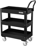 3 Tray 29.3 inch Tool Cart, self Assembly, 300 LBS Capacity Rolling Tool Carts on Wheels, Heavy Duty Utility Cart, Mechanic Tool Storage Cart for Garage, Warehouse and Repair Shop, Black