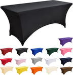 10-Pack 8ft Black Spandex Table Covers - Image 3