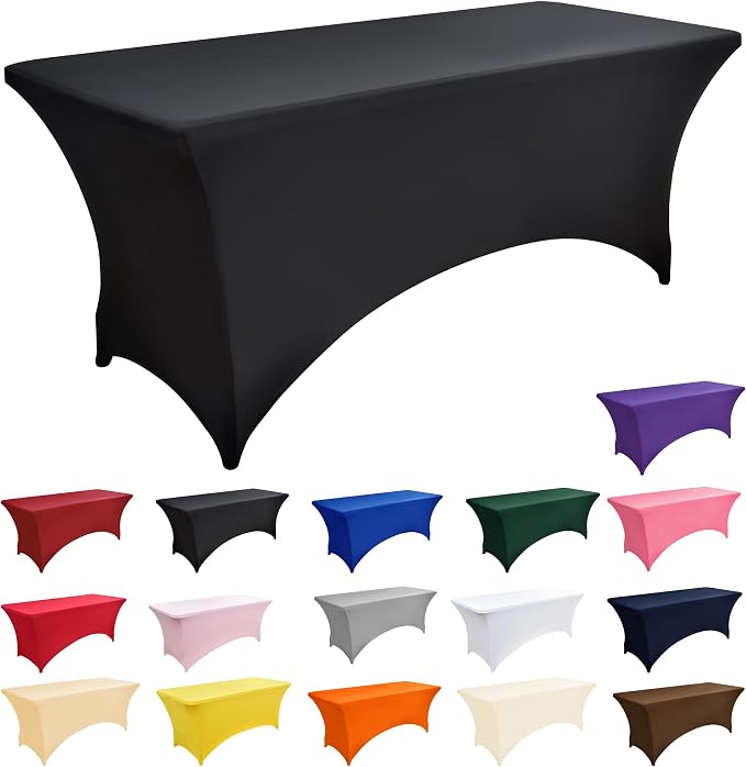 10-Pack 8ft Black Spandex Table Covers - Image 3