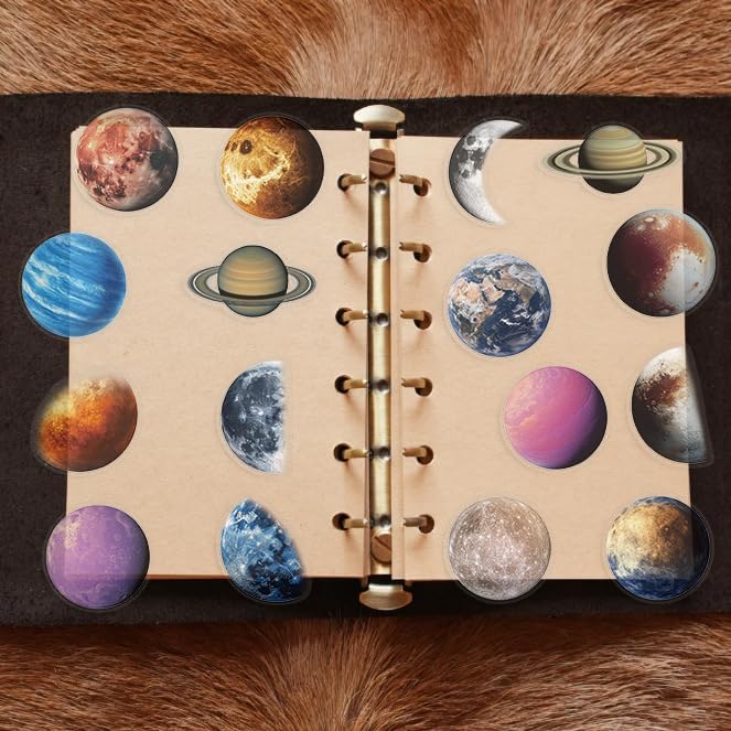 50PCS Transparent Planet Space Stickers, Waterproof PET Decals, Realistic Solar - Image 6