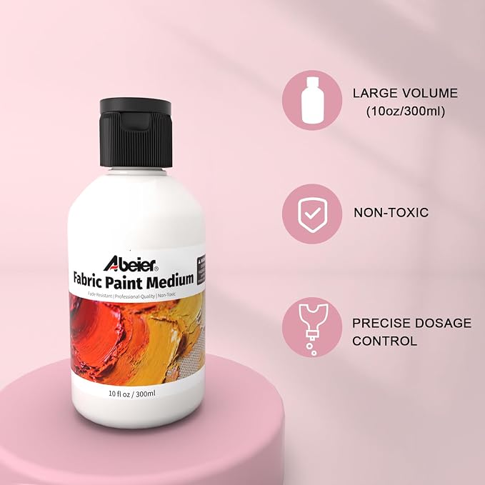 ABEIER Fabric Medium for Acrylic Paint, 10 oz/300 ml Textile Medium for Clothes - Image 4