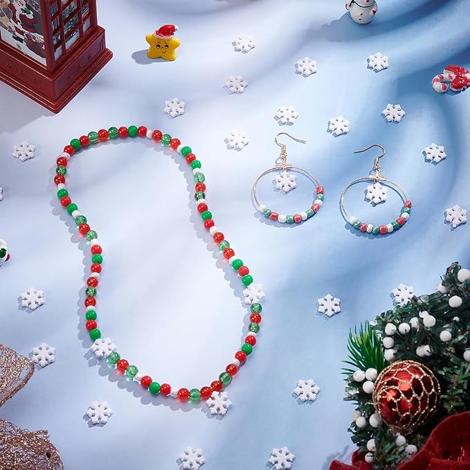 UNICRAFTALE About 500Pcs Christmas Snowflake Beads Bulk White Mini Loose Beads - Image 4