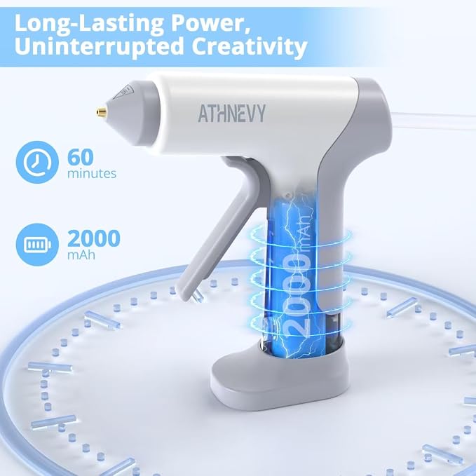 Cordless Hot Glue Gun, 4V 10s Fast Preheat, 2000mAh Battery - Image 3