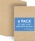 3 mm Baltic Birch Plywood 1/8 x 12 x 20 Inch, Box of 6 B/BB Grade Craft Wood by Woodpeckers