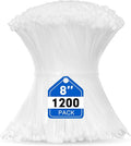 Zip Ties, RAZCC 1200pcs Cable Zip Ties 8 Inch, Heavy Duty White Plastic Wire by RAZCC