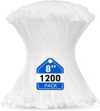 Zip Ties, RAZCC 1200pcs Cable Zip Ties 8 Inch, Heavy Duty White Plastic Wire by RAZCC