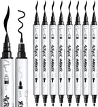 TRANSON 8 Pack Black Brush and Fine Dual-tip Acrylic Paint Marker - Image 6