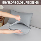MINIPANDA Light Grey Pillowcases Set of 4 King Size- Gray Pillow Cases Super - Image 3
