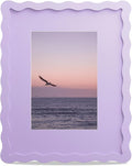 8x10 Picture Frame with Mat for 5x7, Wavy Edge Wooden Real Glass Photo Frame by THKRLOF
