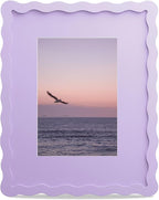 8x10 Picture Frame with Mat for 5x7, Wavy Edge Wooden Real Glass Photo Frame by THKRLOF