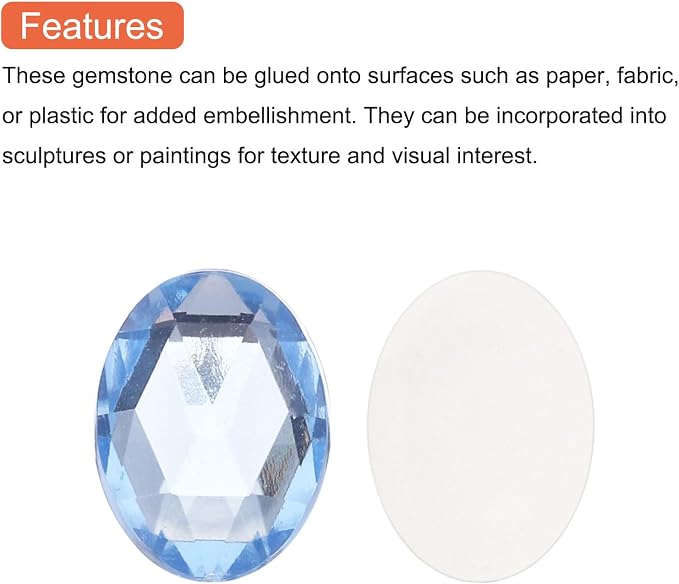 MECCANIXITY 50Pcs Acrylic Oval Gems 13x18 mm Flat Back Artificial Rhinestones - Image 4