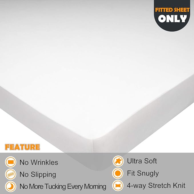 Soft Stretch Full Size Fitted Sheet Only - Image 2