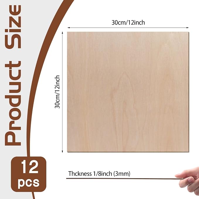 12 Pcs Baltic Birch Plywood, School DIY Projects, CNC Cutting, and Wood Burning - Image 2