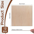 12 Pcs Baltic Birch Plywood, School DIY Projects, CNC Cutting, and Wood Burning - Image 2