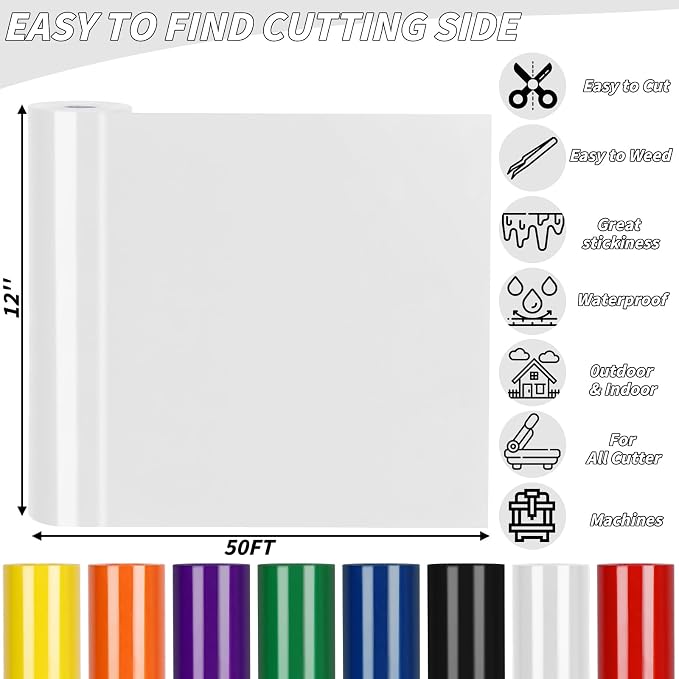12" x 50 FT White HTV Vinyl Roll Heat Transfer Iron On Vinyl - Image 2