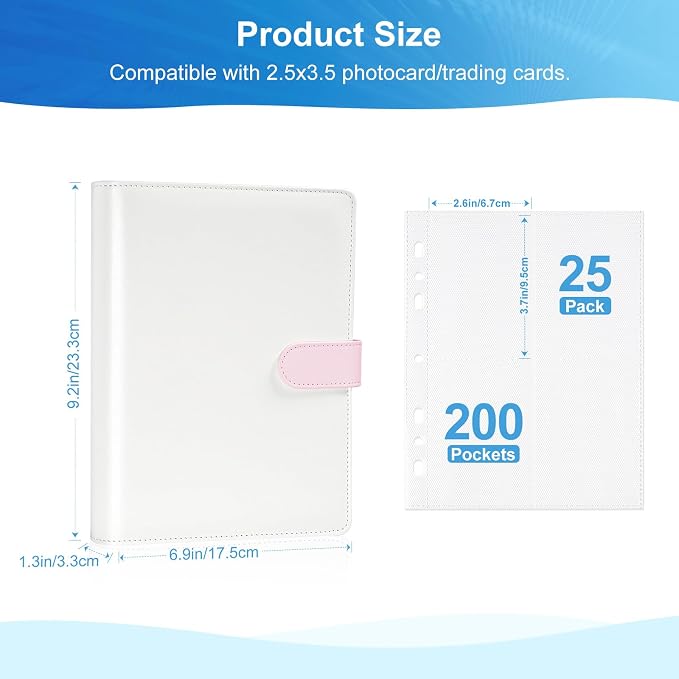 4 Pocket Trading Card Binder Holds 200 Cards, 25 Removable Double-Sided Sleeves - Image 4