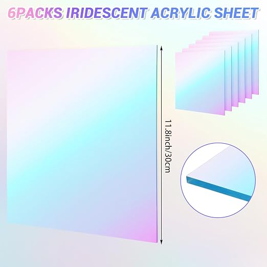 JMIATRY 8PCS Iridescent Acrylic Sheet 12x12IN, 3mm Thick, Plexiglass Panel | - Image 2