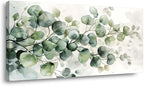 ZESTRILIA Soft Green Eucalyptus Leaves Canvas Wall Art, Calming Watercolor by Unknown