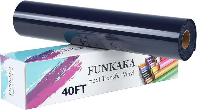 FUNKAKA Navy Blue HTV Heat Transfer Vinyl Rolls, Adhesive Navy Blue HTV Vinyl by FUNKAKA