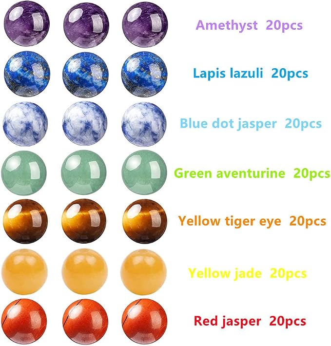 140pcs 8mm 7 Chakra Natural Stone Beads Crystal Bracelet Jewelry Making Kit | - Image 2