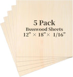 Balsa Wood, Plywood Sheet, Unfinished Basswood Blanks, 12×18×1/8 in, Paint; by MOWPOG