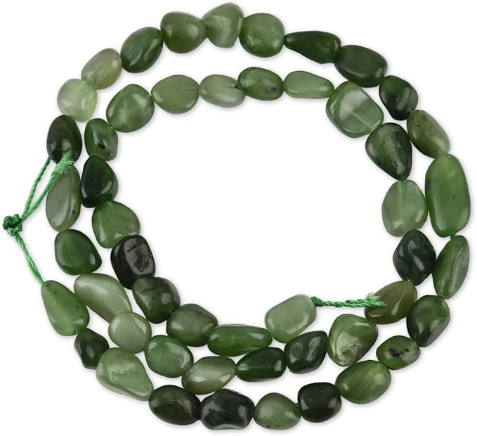 HAAMIIQII Natural Canada Green Jade Pebble Stone 5-8mm Small Irregular Freeform by HAAMIIQII