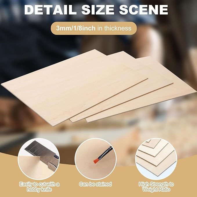 24 Pack Basswood Sheets for Crafts 12"x16"x1/8", 3mm Thick Plywood Sheets Board - Image 3