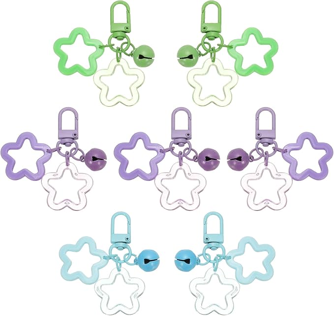 PATIKIL Star Keychain, Candy Color Acrylic Pentagram Keychain Stars Charms Bell by PATIKIL