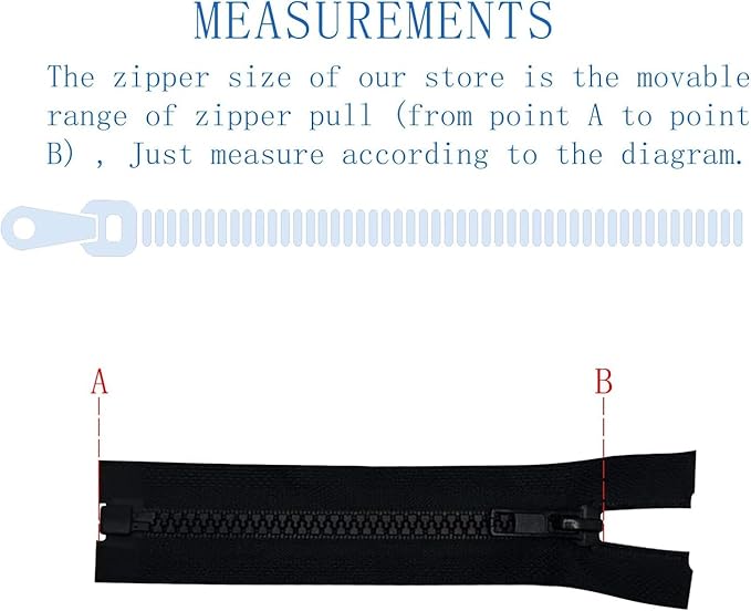 ANPURZII 2PCS #5 100 Inch Black Separating Jacket Zippers - Image 3