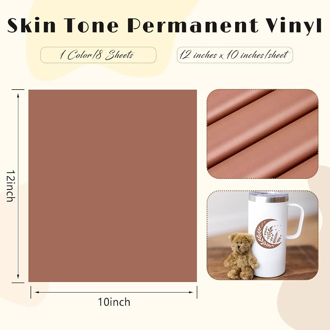 Tintnut Skin Tone Permanent Vinyl 8 Sheets 12''x10'' Russett Adhesive Viny | - Image 2