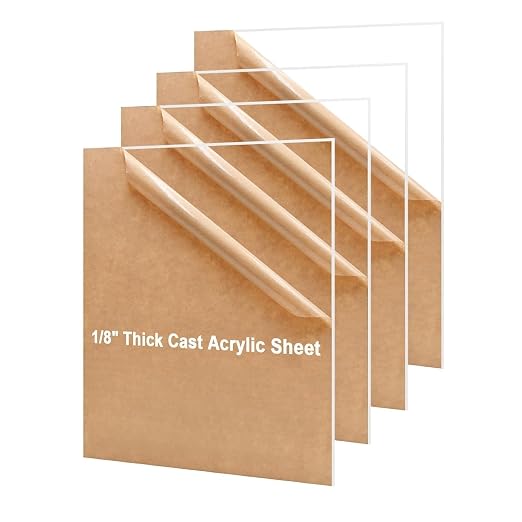4 Pack Clear Cast Acrylic Sheets 12×16 Inch, 1/8" Thick Plexiglass Boards by Unknown